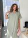 Жіноча лляна сукня oversize міді з V-подібним вирізом 1031 фото 2